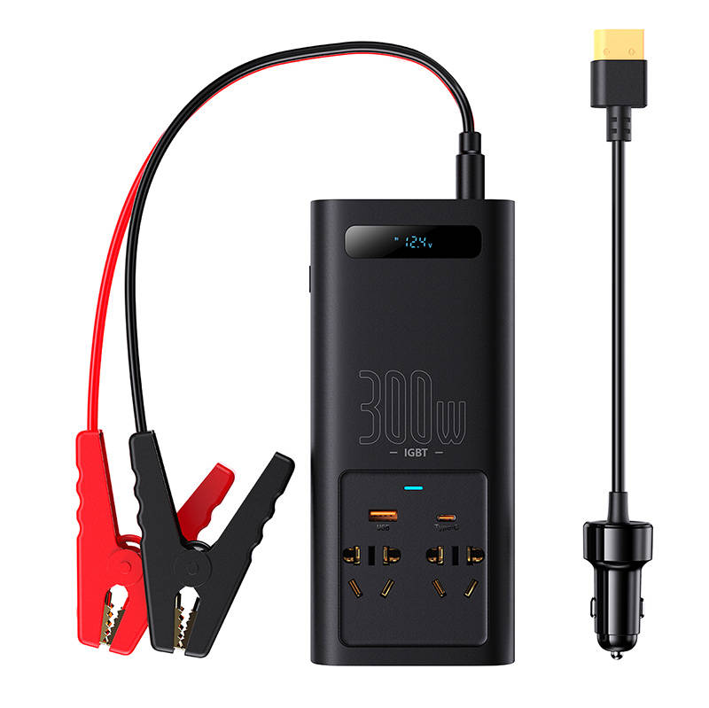 BASEUS Инвертор за кола 300W, USB-A + USB-C + 2xAC, черен - CGNB010101