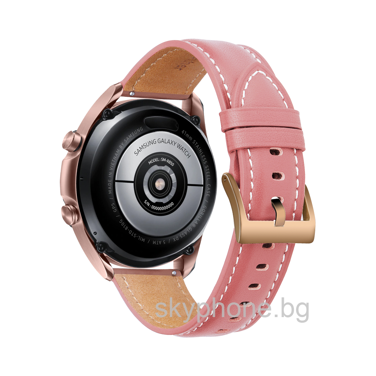 Кожена каишка Leather Premium Strap за Smart Watch, 20мм /розова/