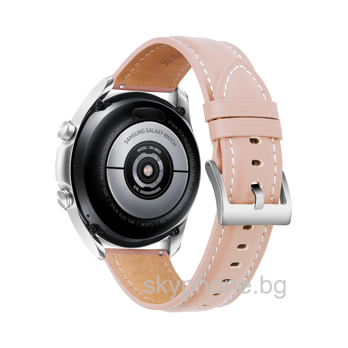 Кожена каишка Leather Premium Strap за Smart Watch, 20мм /светло розова/