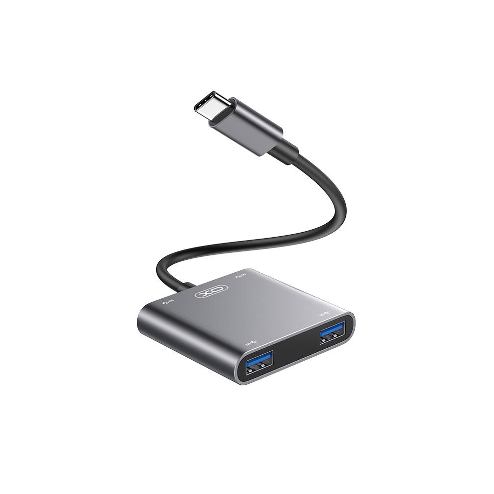 Хъб 4 в 1 от Type-C към 4xUSB-A(3.0), XO HUB012B /сив/