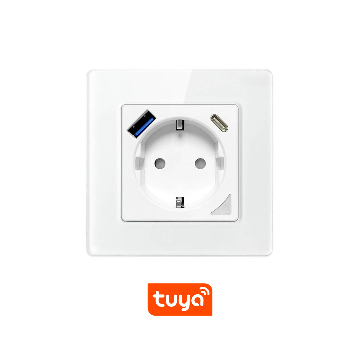 AVATTO Интeлигeнтeн контакт N-WOT10-USB-W, WiFi, 16A, USB-A, USB-C, Tuya /бял/