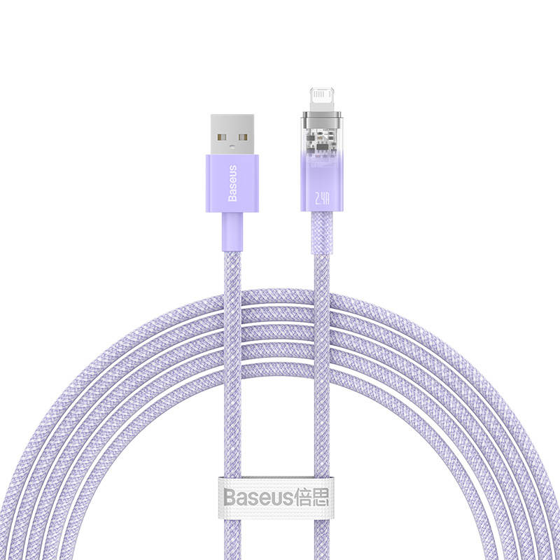 BASEUS Кабел USB-A - Lightning, 2м, 2.4A, Explorer S, CATS010105 /лилав/