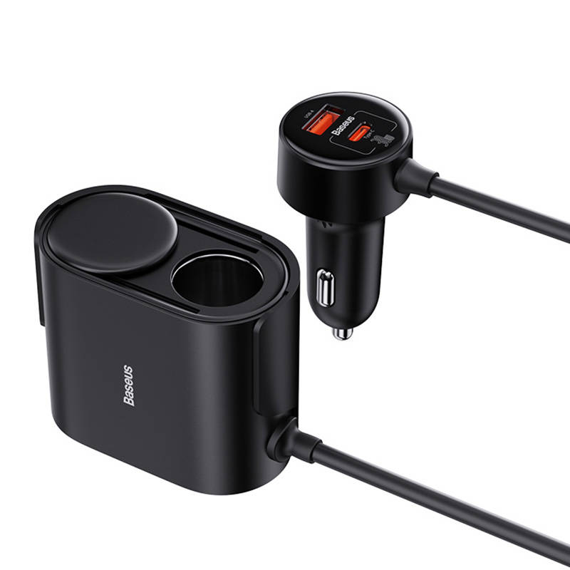 BASEUS 12V 30W, USB-A + USB-C + 12V извод, черен - C00455300121-00