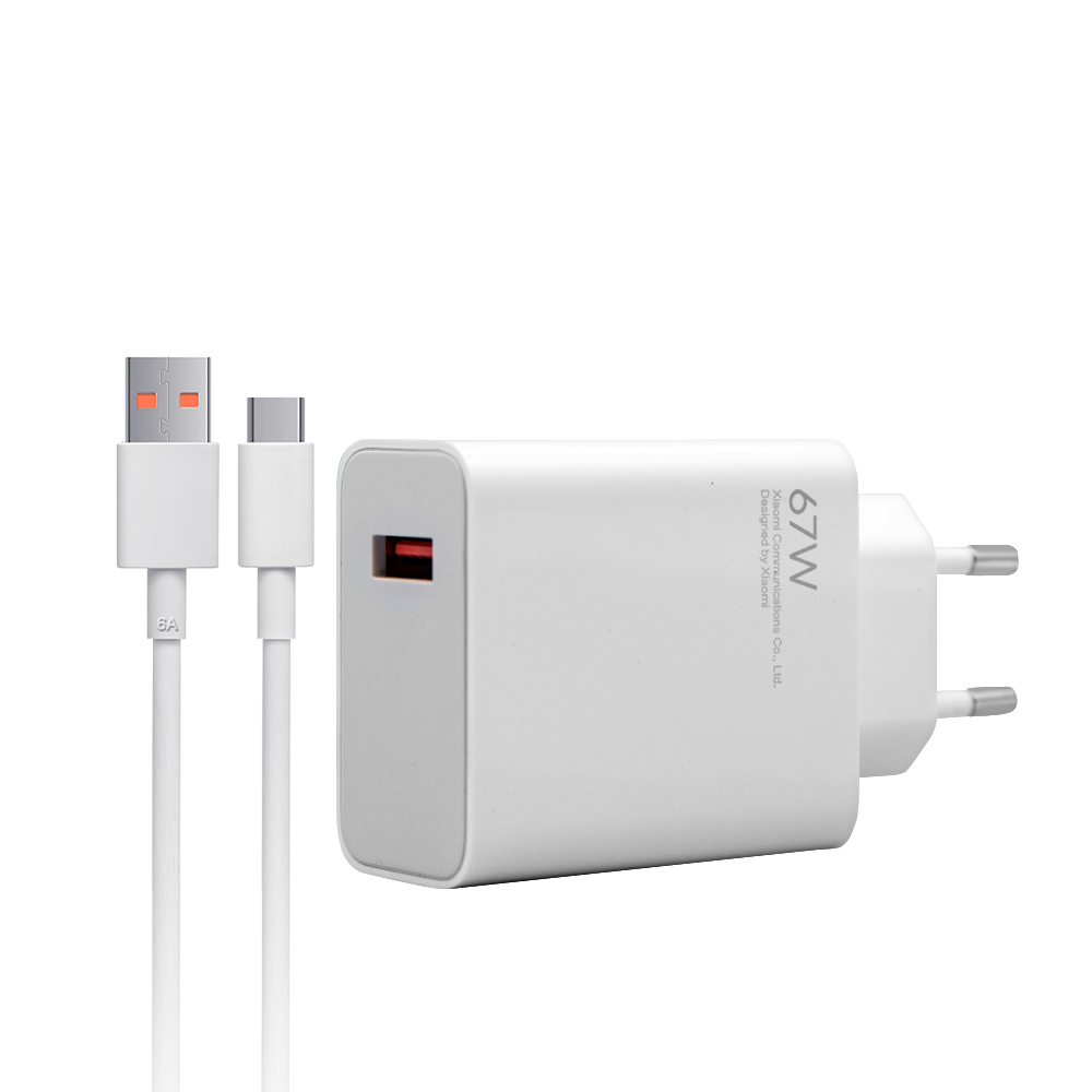 Xiaomi 220V 67W, USB-A, кабел A-C, бял, (опаковка) - MDY-12-EU