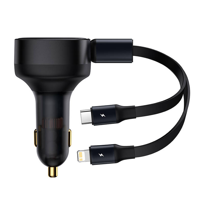 BASEUS 12V 30W, кабел Type-C + Lightning, Enjoyment, черен - CGTX000001