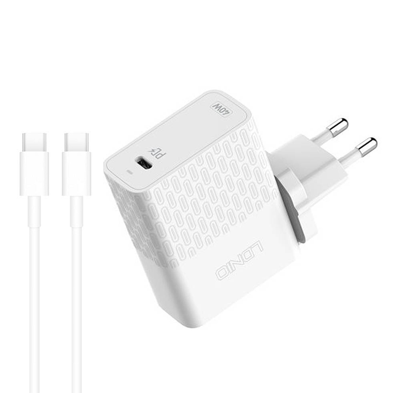 LDNIO 220V 40W, USB-C, кабел C-C, бял - A1405C