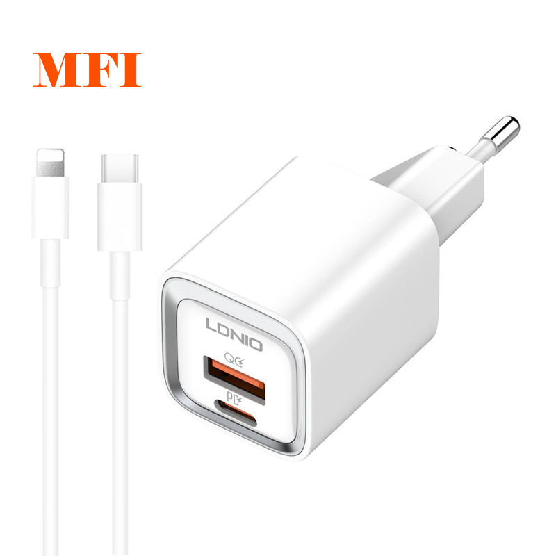 LDNIO 220V 20W, USB-A + USB-C, кабел C-L, бял - A2318M