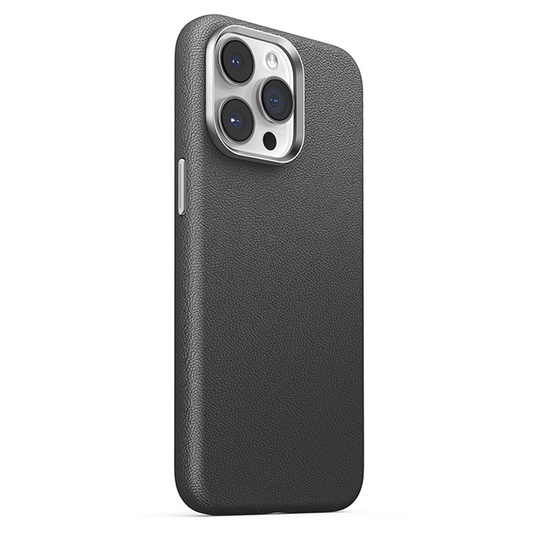 Joyroom Калъф Apple iPhone 15, Litchi Pattern Series MagSafe, черен