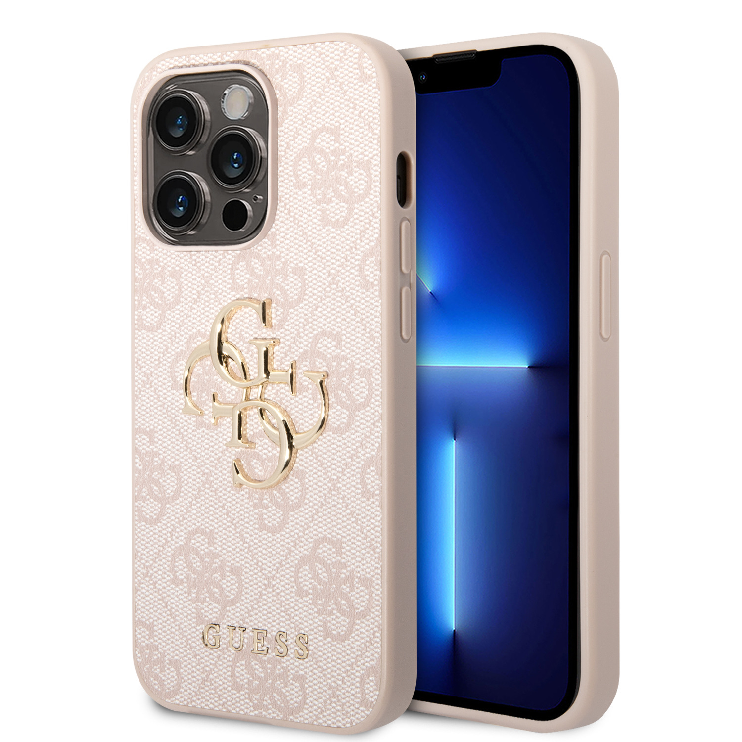 GUESS Калъф Apple iPhone 15 Pro, PU 4G Metal Logo, розов - GUHCP15L4GMGPI