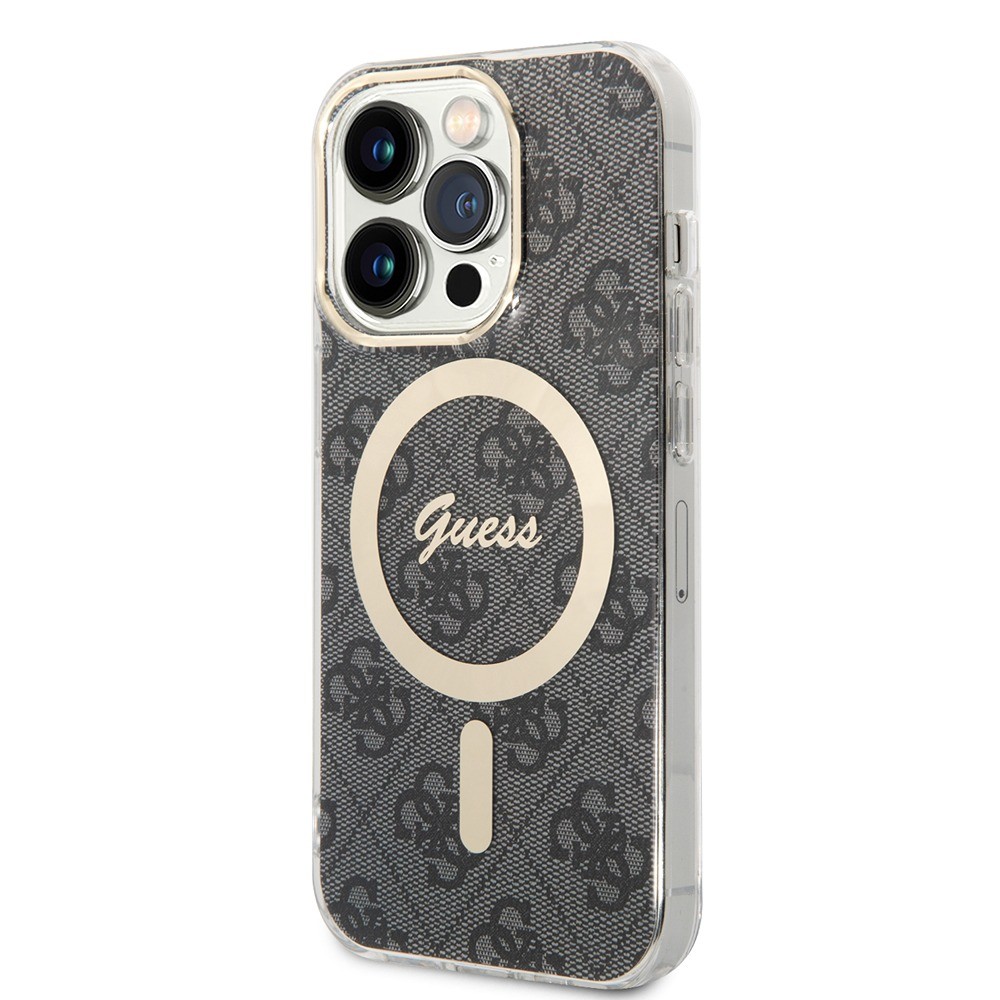 GUESS Калъф Guess Apple iPhone 15 Pro, IML 4G MagSafe, черен - GUHMP15LH4STK