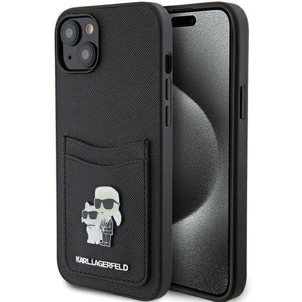 Калъф Karl Lagerfeld KLHCP15SSAPKCNPK Apple iPhone 15 PU Saffiano Card Slot Metal KC