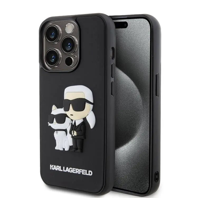 Калъф Karl Lagerfeld KLHCP15X3DRKCNK Apple iPhone 15 Pro Max 3D Rubber Karl and Choupette