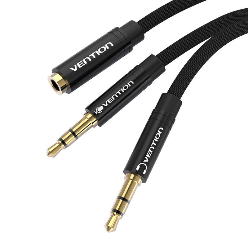 VENTION Аудио кабел 1(F)xMini jack 3.5мм към 2(M)xMini jack 3.5мм, 0.6м /бял/