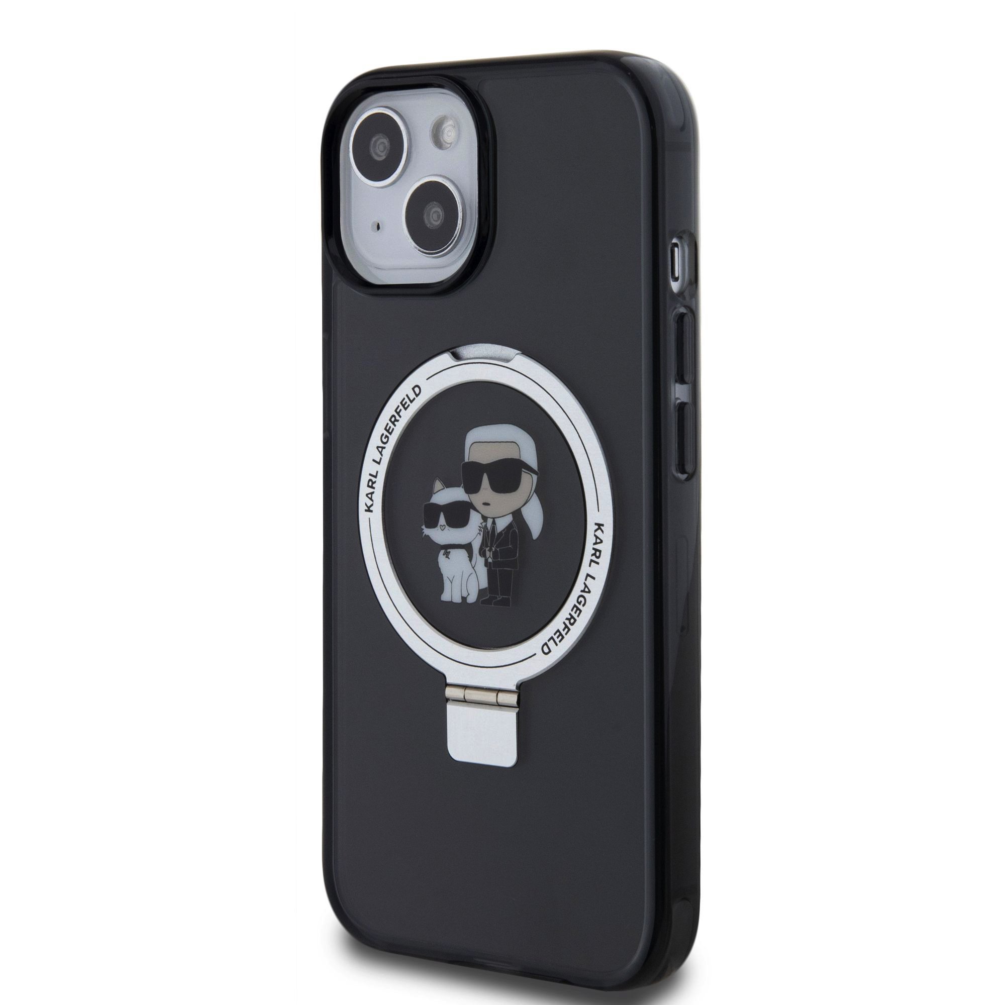 Калъф Karl Lagerfeld KLHMP15SHMRSKCK Apple iPhone 15 Ringstand Karl and Choupette MagSafe
