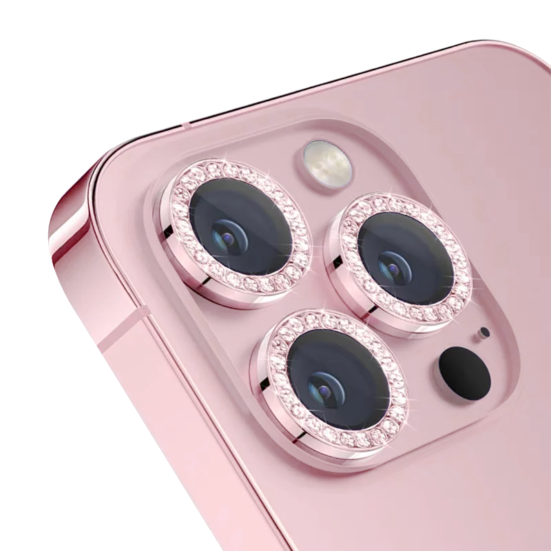 Metal Diamond Camera Lens Apple iPhone 15 Pro/15 Pro Max /розови/