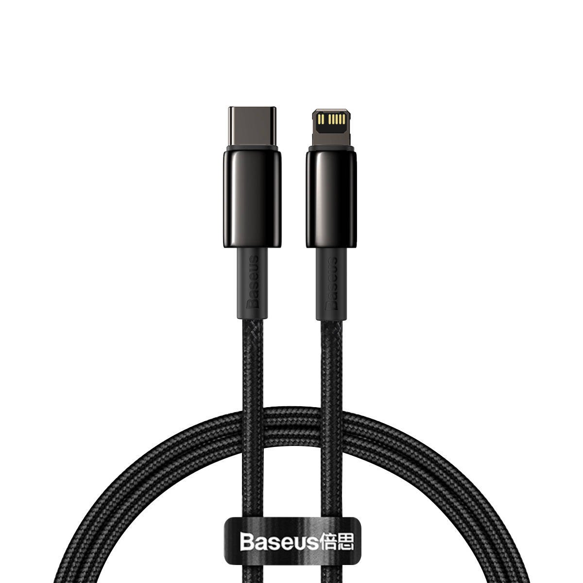 BASEUS Кабел Type-C - Lightning, 1м, 20W, Tungsten Gold, CATLWJ-01 /черен/