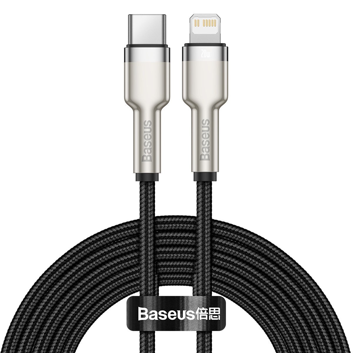 BASEUS Кабел Type-C - Lightning, 2м, 20W, CAFULE, CATLJK-B01 /черен/