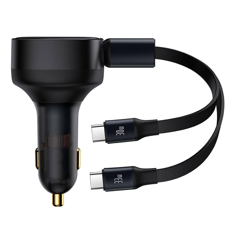 BASEUS 12V 33W, кабел: 2xType-C, Enjoyment, черен - C00035500111-00