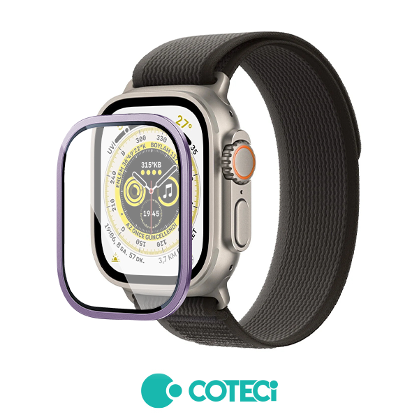 COTECi 9D Sapphire Aluminium frame + Tempered Glass Apple Watch, 49mm /люляк/
