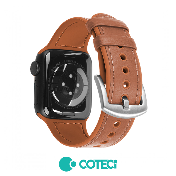 COTECi Leather + Silicone Strap W51 Apple Watch, 42/44/45/49mm /кафява/