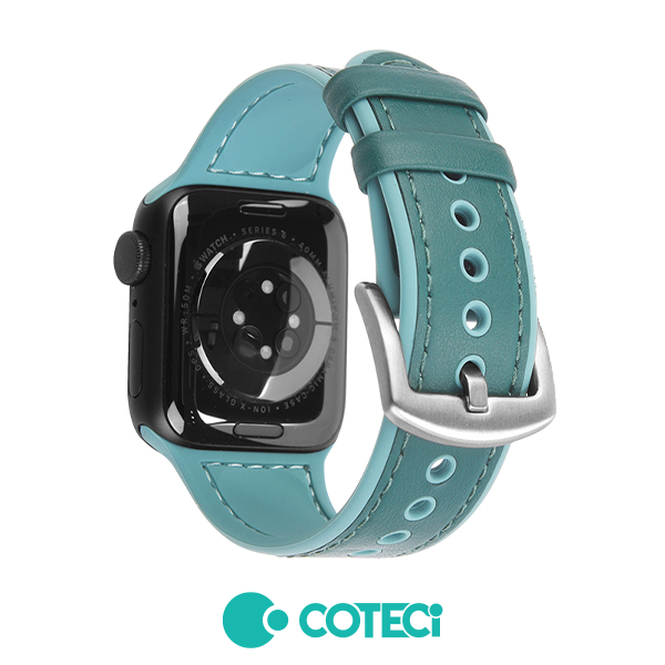 COTECi Leather + Silicone Strap W51 Apple Watch, 42/44/45/49mm /зелена/