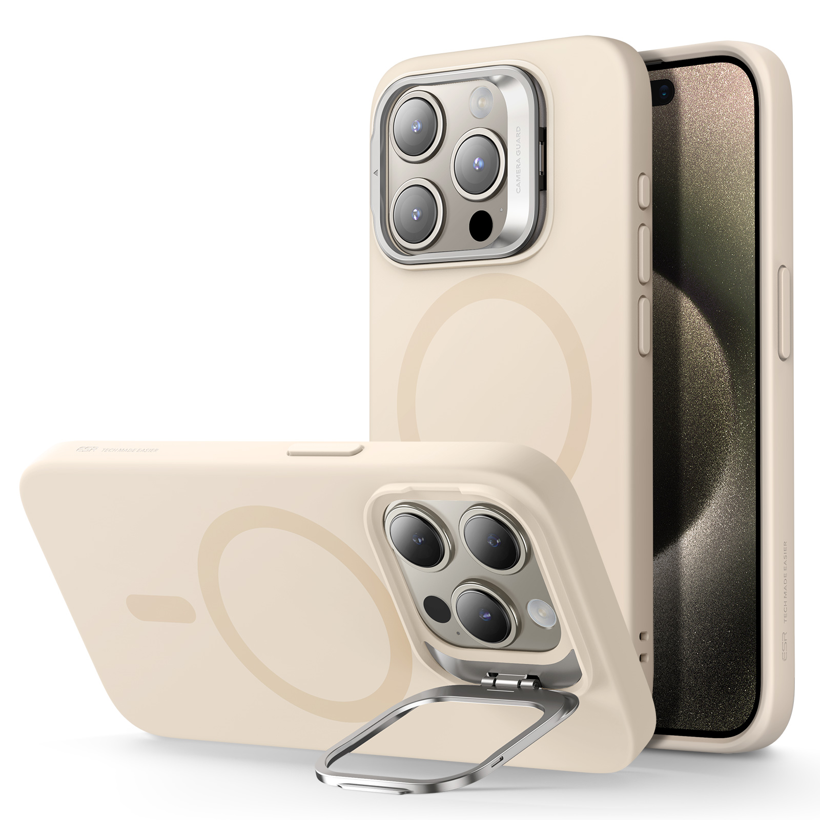  ESR Калъф Cloud Soft with Stash stand iPhone 16 Pro Max, MagSafe /light tan/