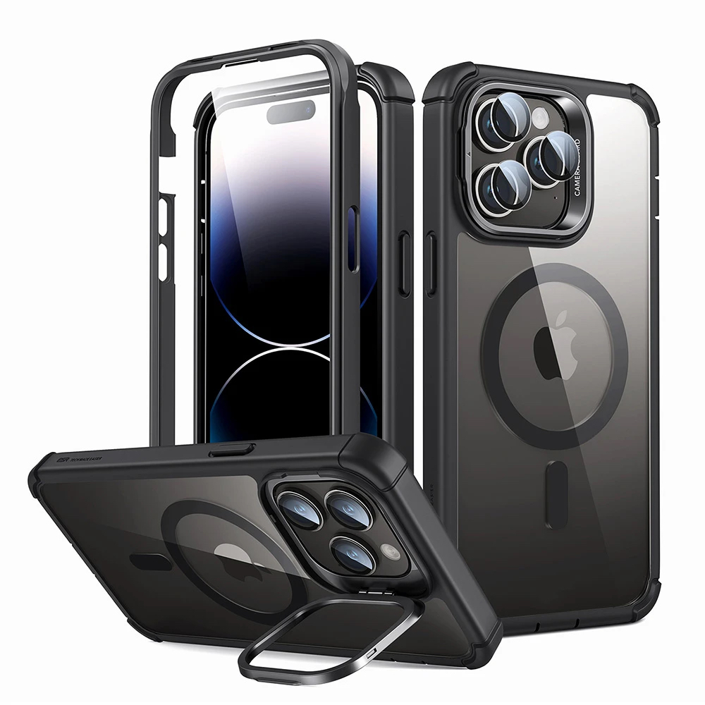 ESR Калъф Shock Armor Kickstand iPhone 14 Pro Max, MagSafe /прозрачно + черно/