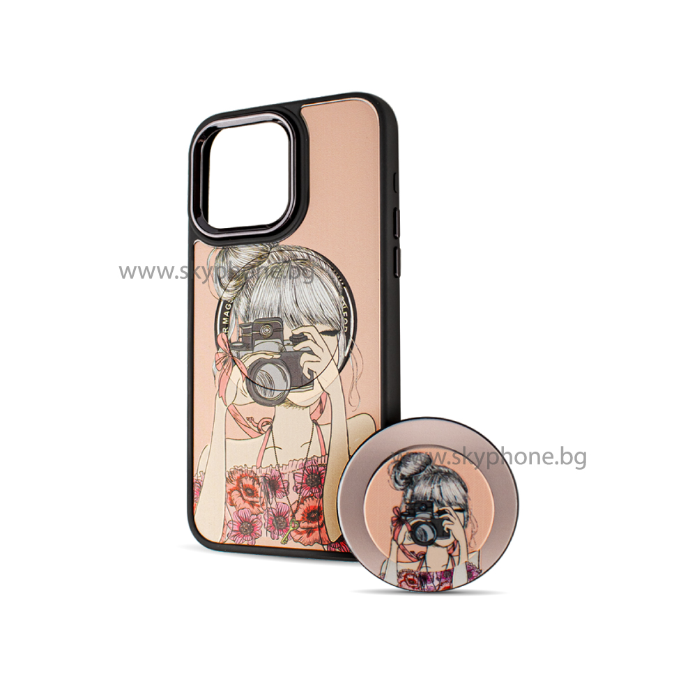 BOTER Калъф MagSafe + MagPopsocket iPhone 13 Pro /Photo girl/