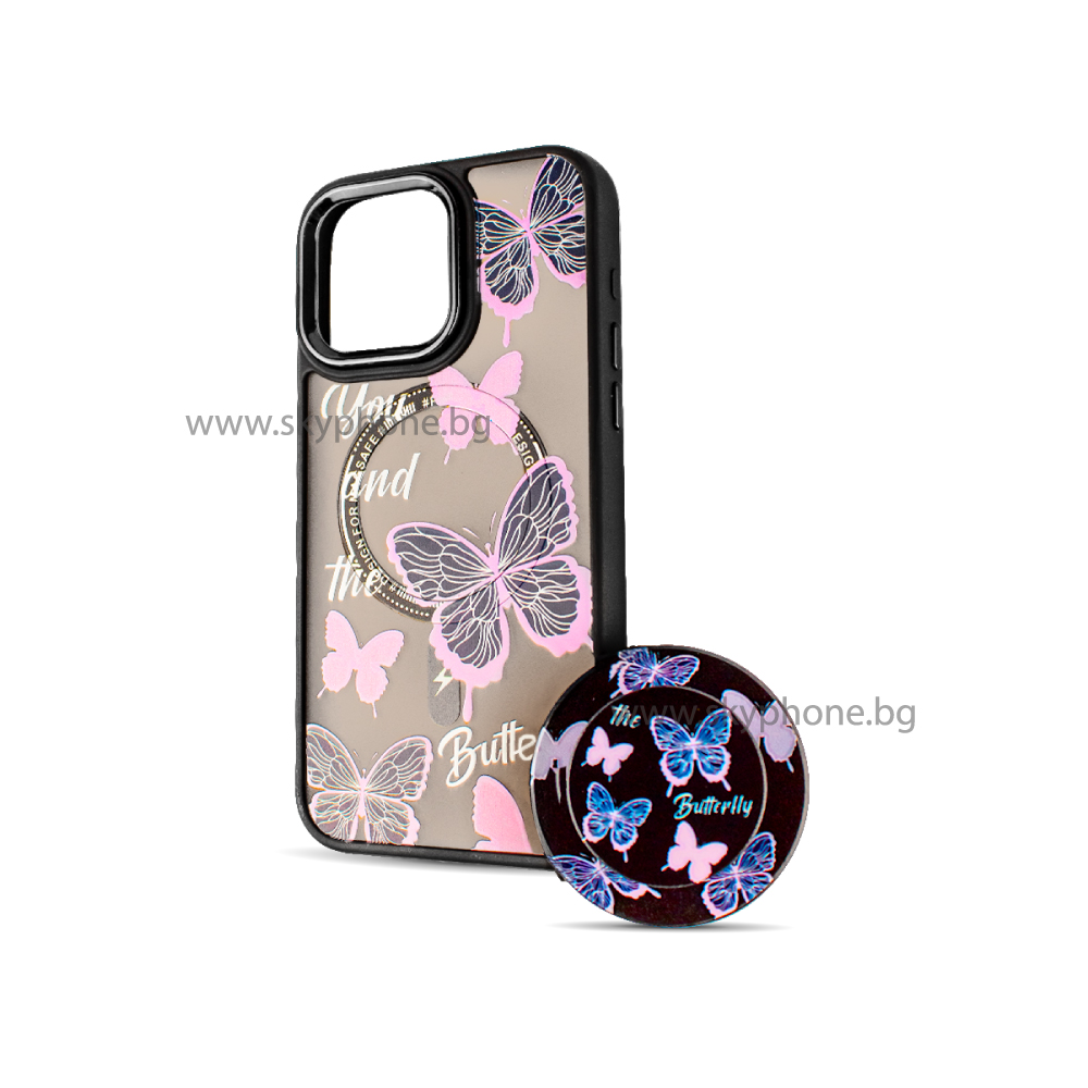 BOTER Калъф MagSafe + MagPopsocket Xiaomi RedMi Note 12 5G/Poco X5 5G /Butterflies/