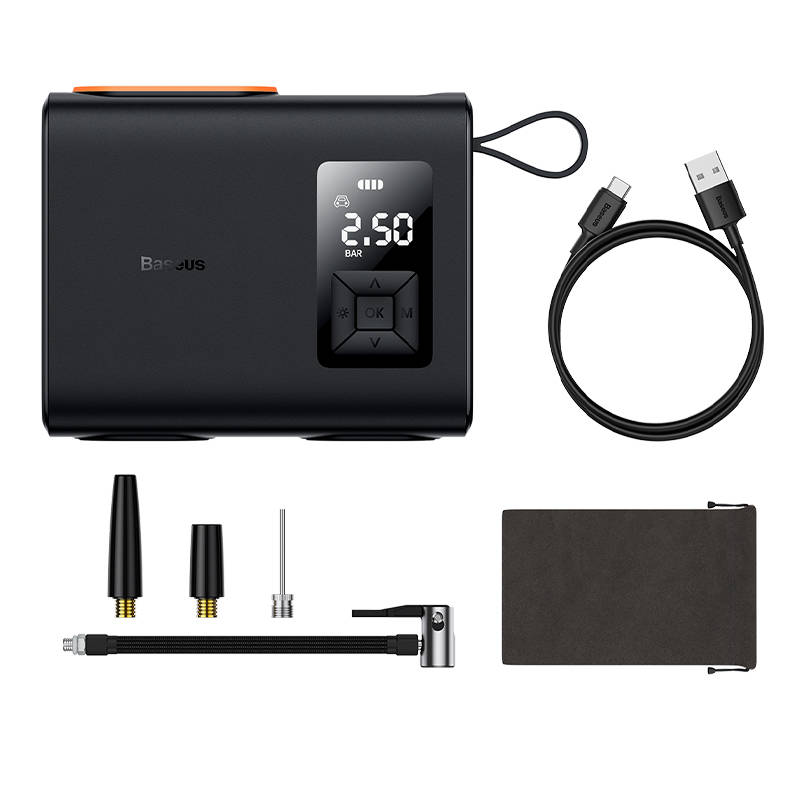 BASEUS Компресор Mega Energy Pump, 6000mAh, с фенерче, CRNL060001 /черен/