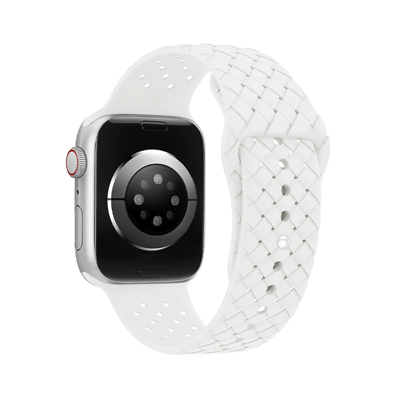 Каишка Braided Silicone Band for Apple Watch, 42/44/45/49mm /бяла/