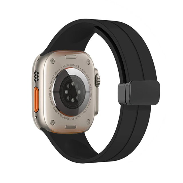 Каишка Silicone Magnet Black Buckle for Apple Watch, 42/44/45/49mm /черна/