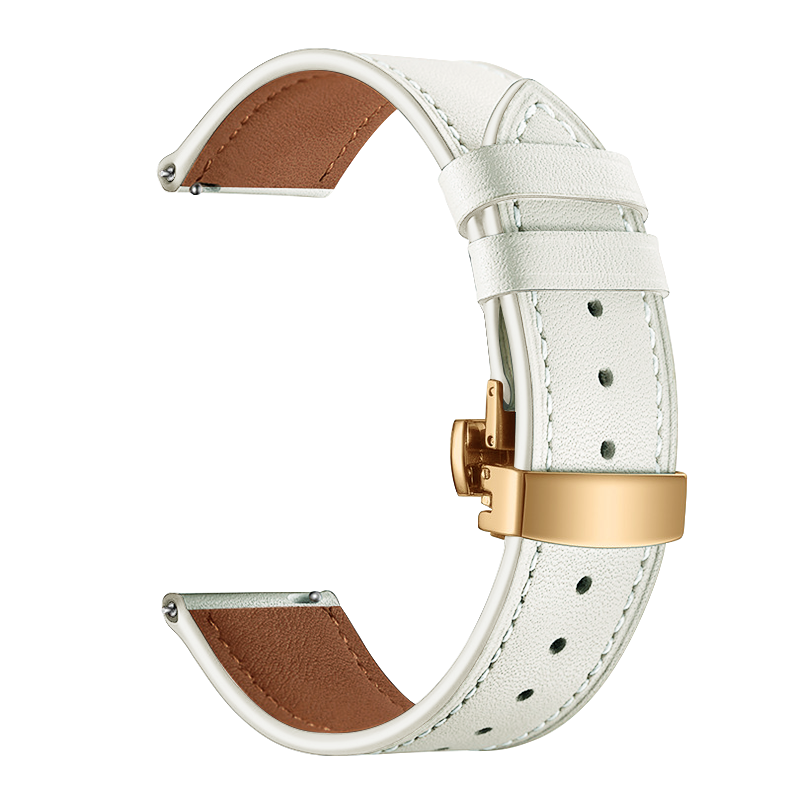Leather Classic Buckle Strap for Apple Watch, 42/44/45/49mm /Ivory + Gold Buckle/
