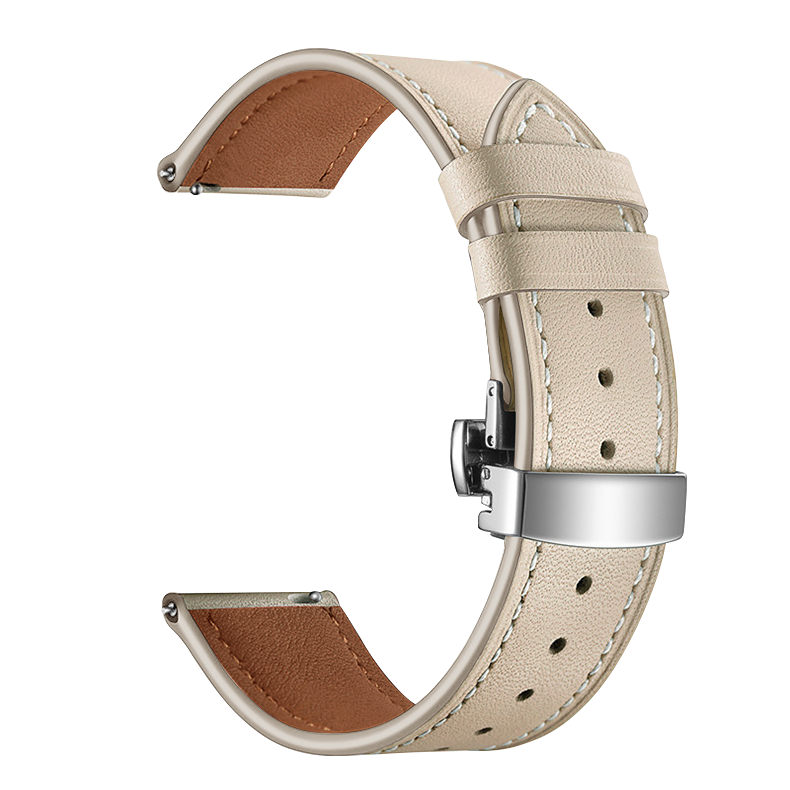 Leather Classic Buckle Strap for Apple Watch, 42/44/45/49mm /Nude + Silver Buckle/