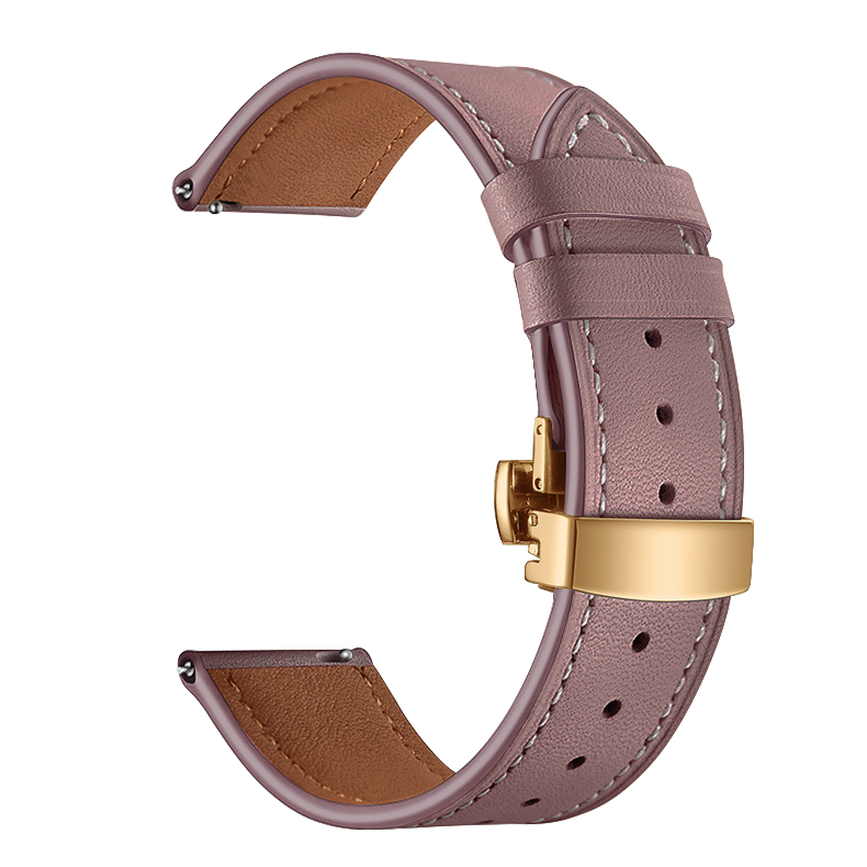 Каишка за Apple Watch 42/44/45/49мм, Leather Classic Buckle Strap /пепел от рози + златна катарама/