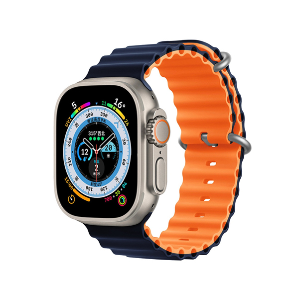 Ocean Band 2-colored for Apple Watch, 38/40mm /Midnight + Orange/