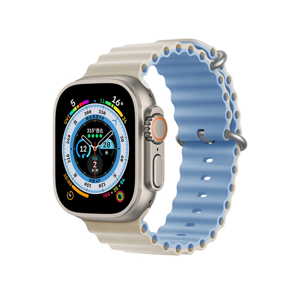 Ocean Band 2-colored for Apple Watch, 38/40mm /Mist blue + Starlight/