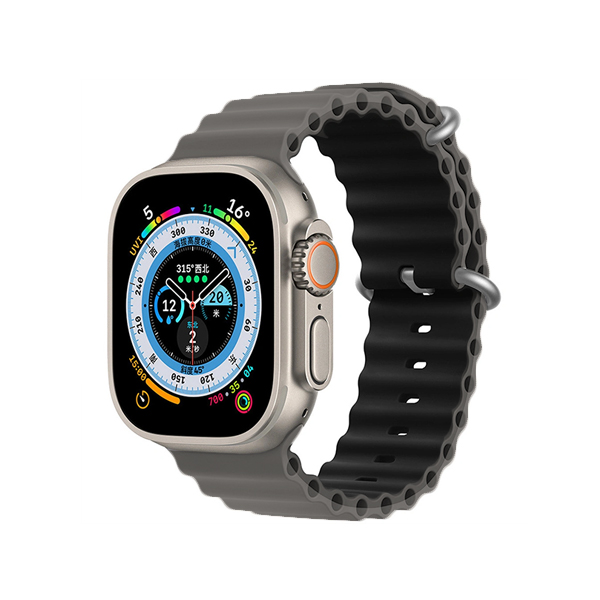 Каишка за Apple Watch 42/44/45/49мм, Ocean Band, двулицева /сиво + черно/