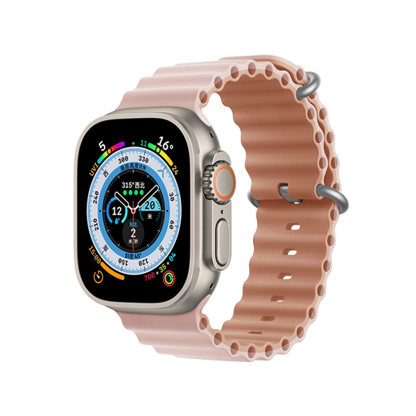 Каишка за Apple Watch 42/44/45/49мм, Ocean Band, двулицева /светлорозово + тъмнорозово/