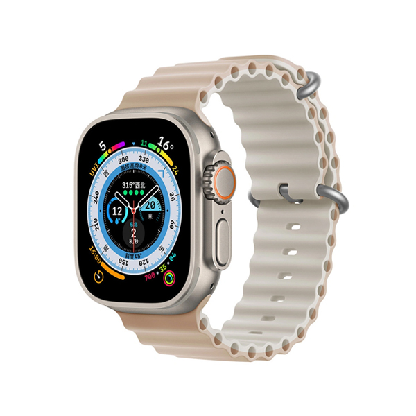 Каишка за Apple Watch 42/44/45/49мм, Ocean Band, двулицева /бледо розово + млечно бяло/