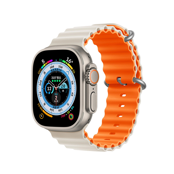 Каишка за Apple Watch 42/44/45/49мм, Ocean Band, двулицева /крем + оранжево/