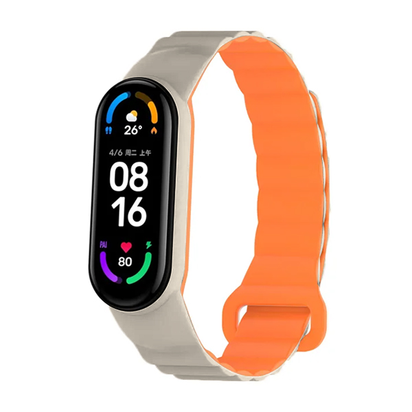 Magnet Strap for Xiaomi Mi Band 3/4/5/6/7 /Starlight + Orange/