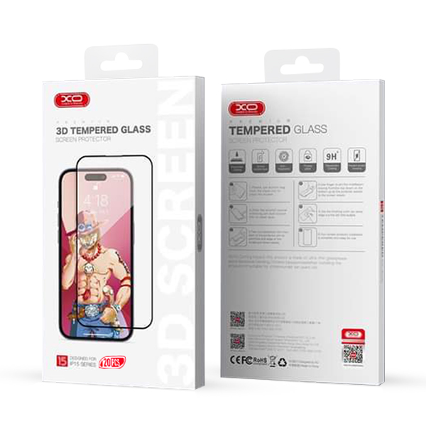 XO 0.26mm Tempered Glass iPhone 15 Pro Max (20pcs) /черен/