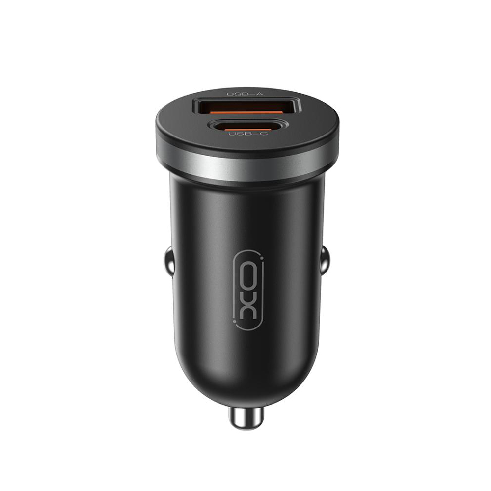 XO 12V 30W, USB-A + USB-C, черен - CC56