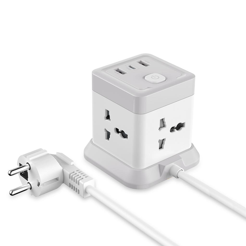Разклонител XO 20W, 4 X AC Sockets + USB-A + USB-C(PD), WL20 /бял/