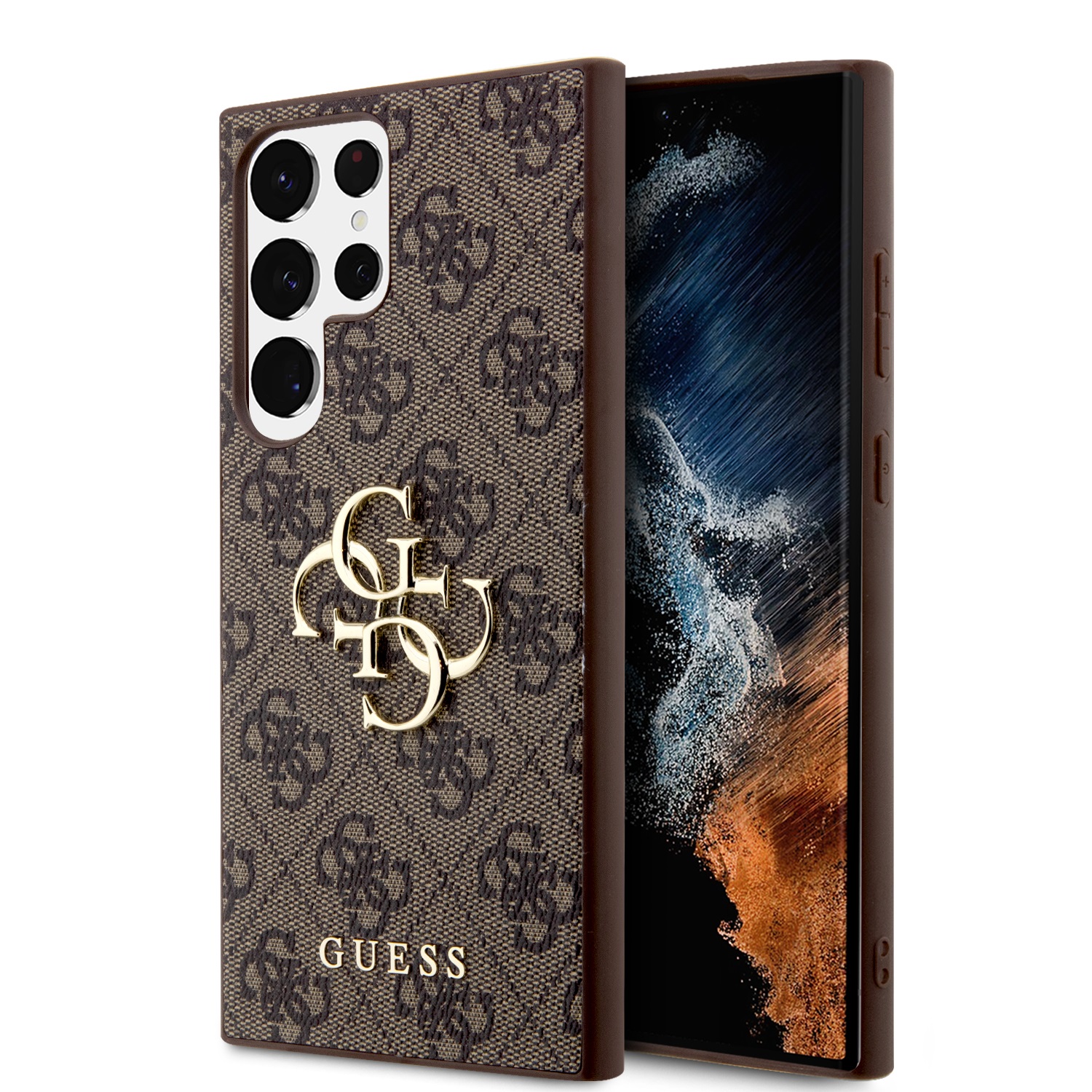 GUESS Калъф Samsung S24 Ultra, 4G Metal Logo, кафяв - GUHCS24L4GMGBR