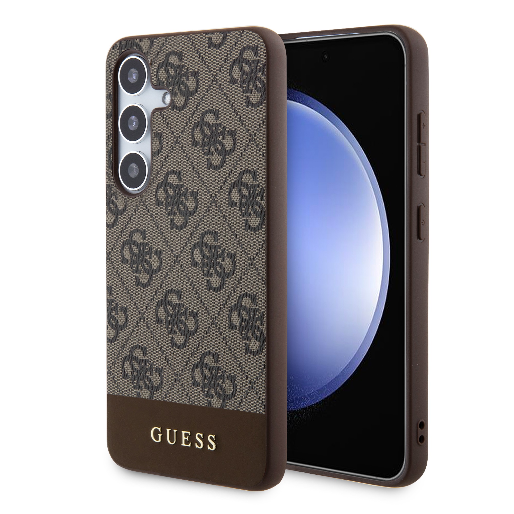 GUESS Калъф Samsung S24, 4G Stripe, кафяв - GUHCS24SG4GLBR