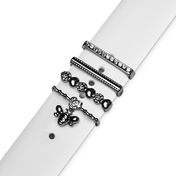 Аксесоар за каишка Strap Jewellery Ring + Charm Bee /СЕТ, сребърен/
