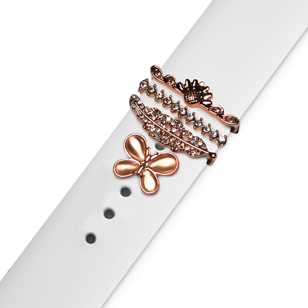 Аксесоар за каишка Strap Jewellery Ring + Charm Butterfly /СЕТ, розово злато/