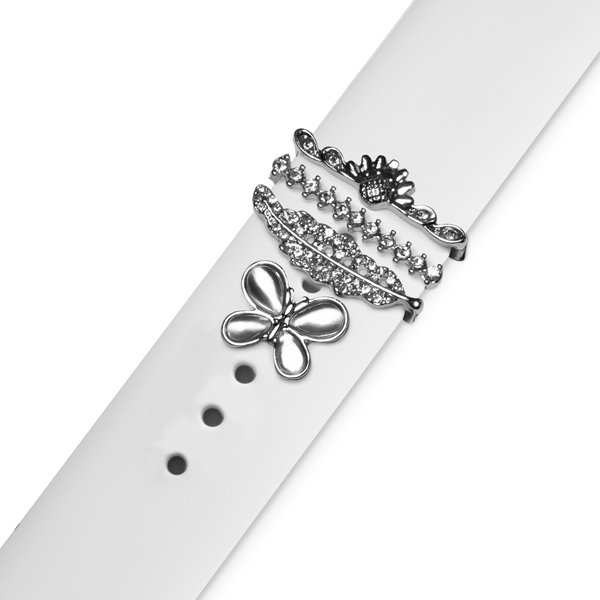 Аксесоар за каишка Strap Jewellery Ring + Charm Butterfly /СЕТ, сребърно/
